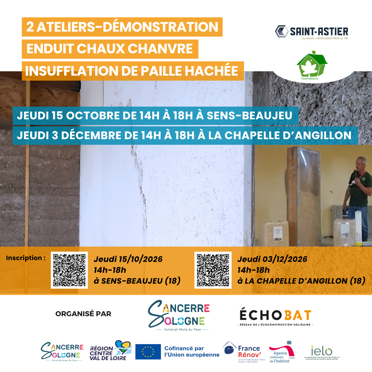 Ateliers chaux-chanvre et démonstration paille hachée 03/12